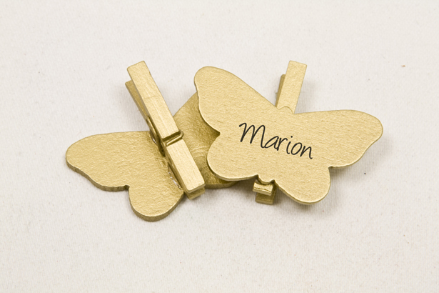 Papillons marque place sur pince doré