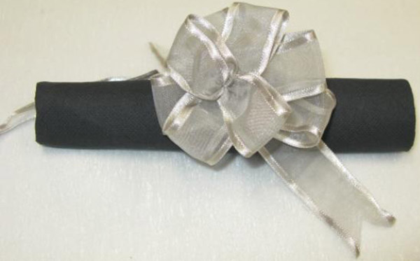 6 noeuds à tirer en organza gris