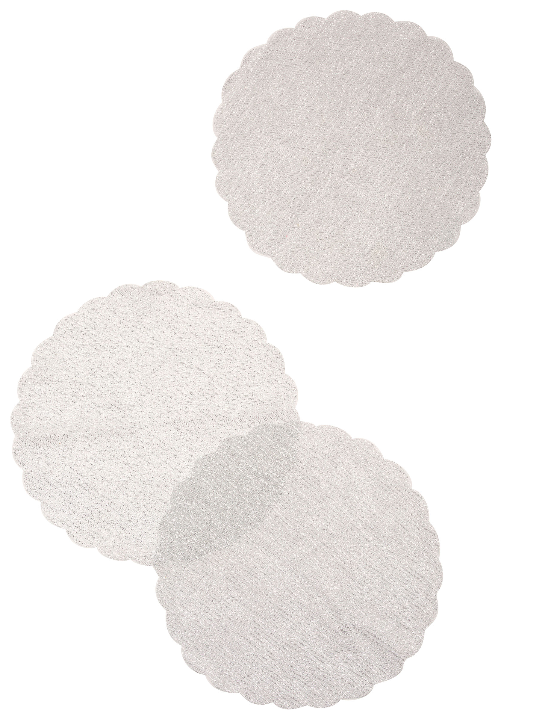 6 Ronds de tulle aspect métallisé argent