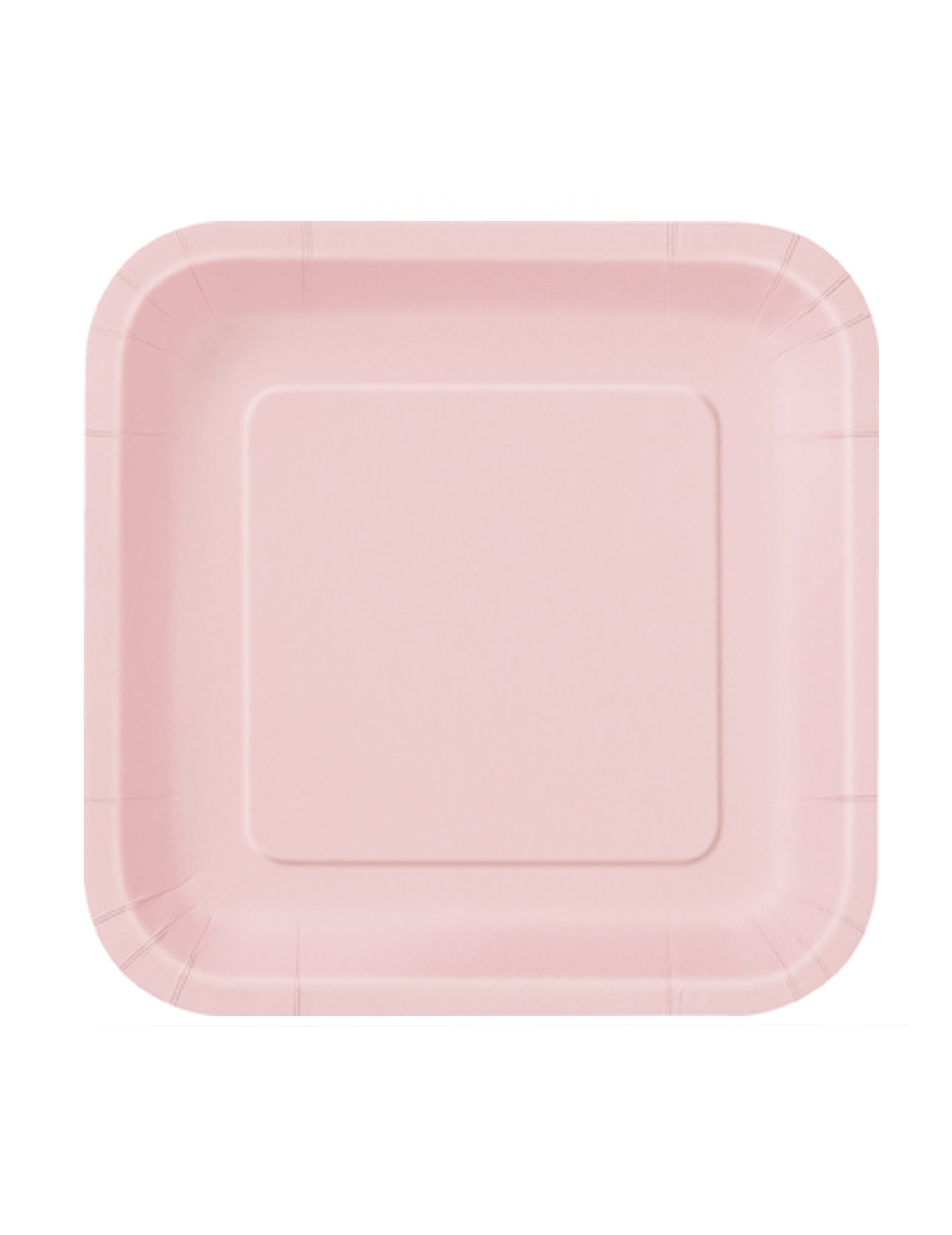 16 Petites assiettes  rose clair carrées en carton 18 cm