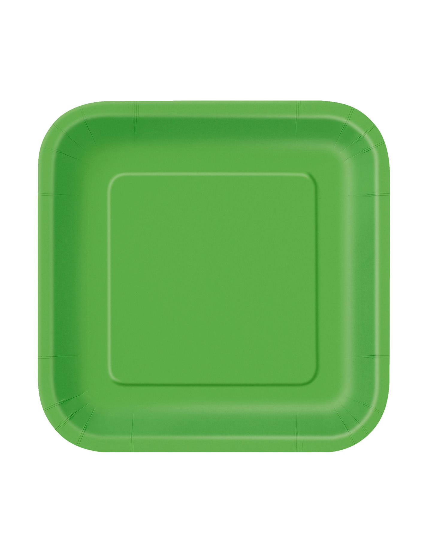 16 Petites assiettes carrées en carton vert citron 18 cm