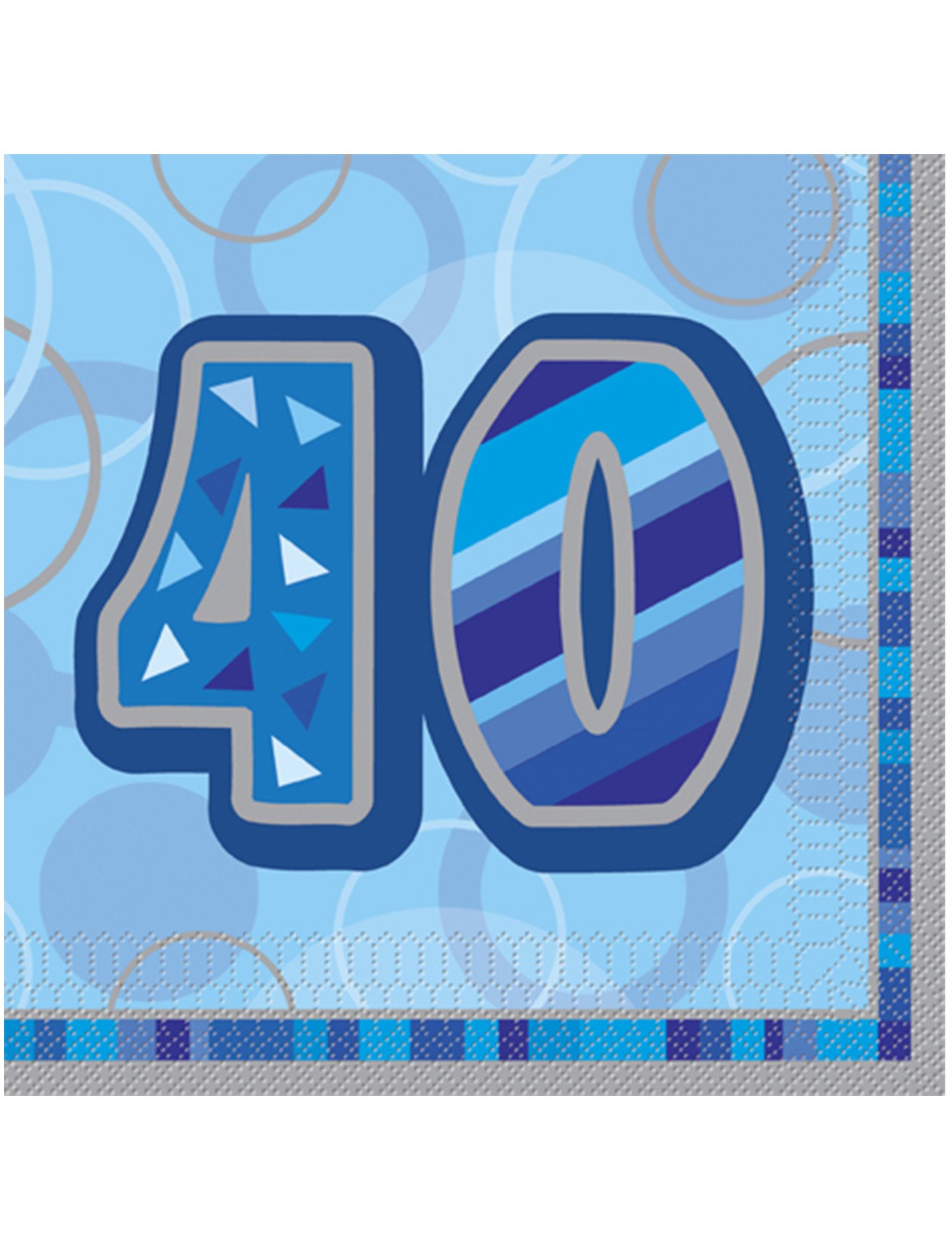 16 Serviettes en papier 40 ans bleues 33 x 33 cm