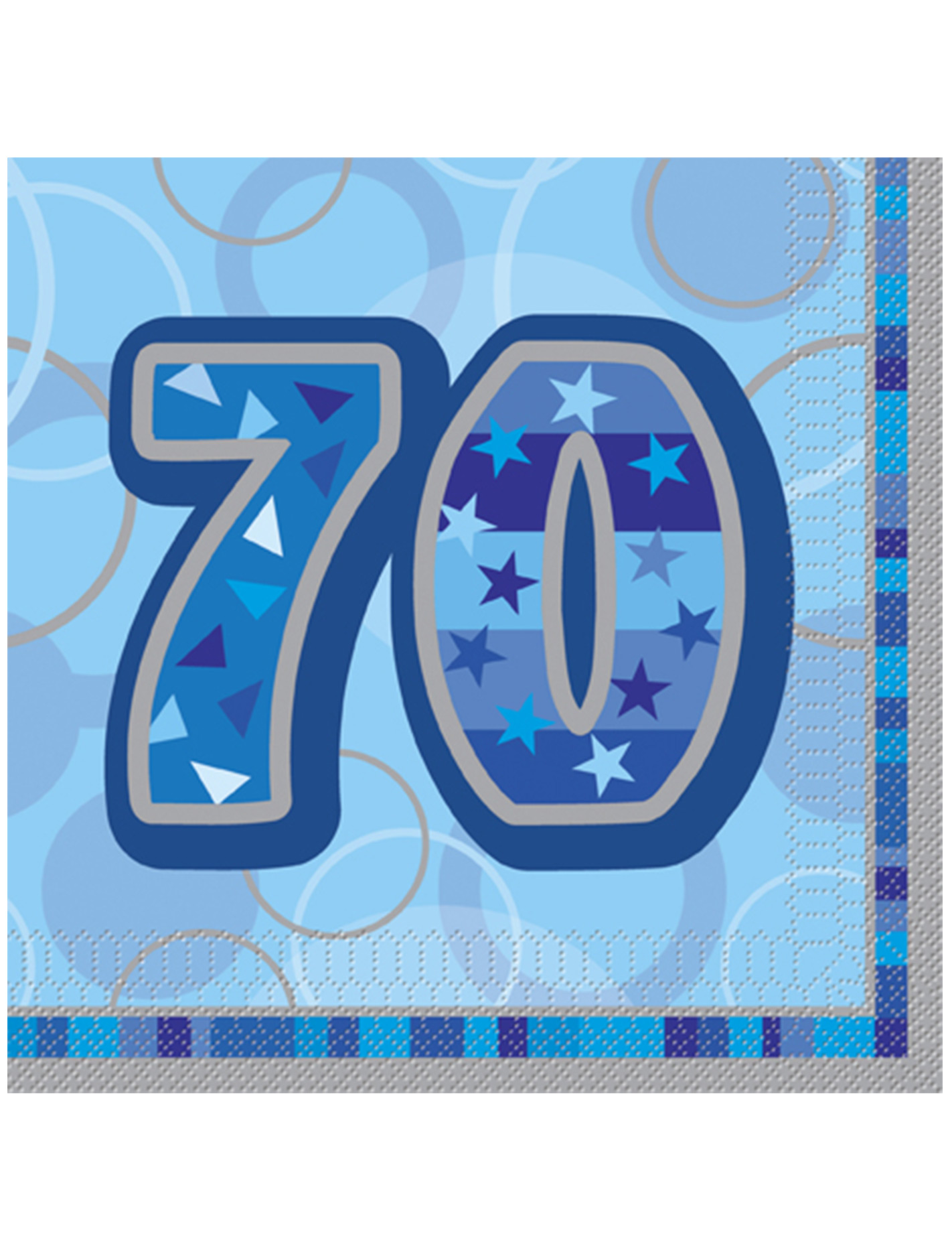 16 Serviettes en papier 70 ans bleues 33 x 33 cm