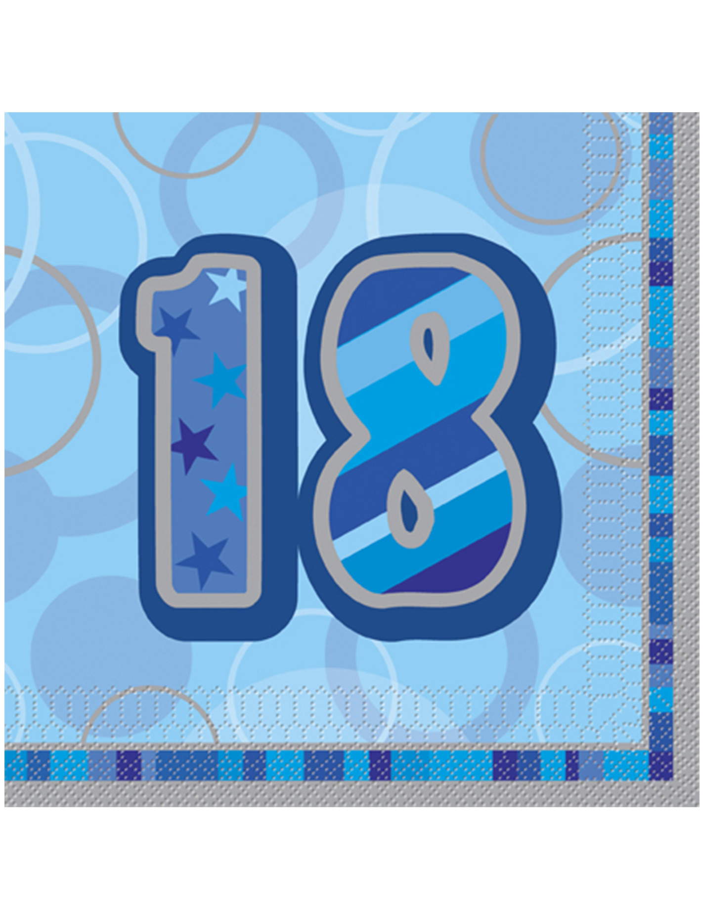 16 Serviettes en papier 18 ans bleues 33 x 33 cm