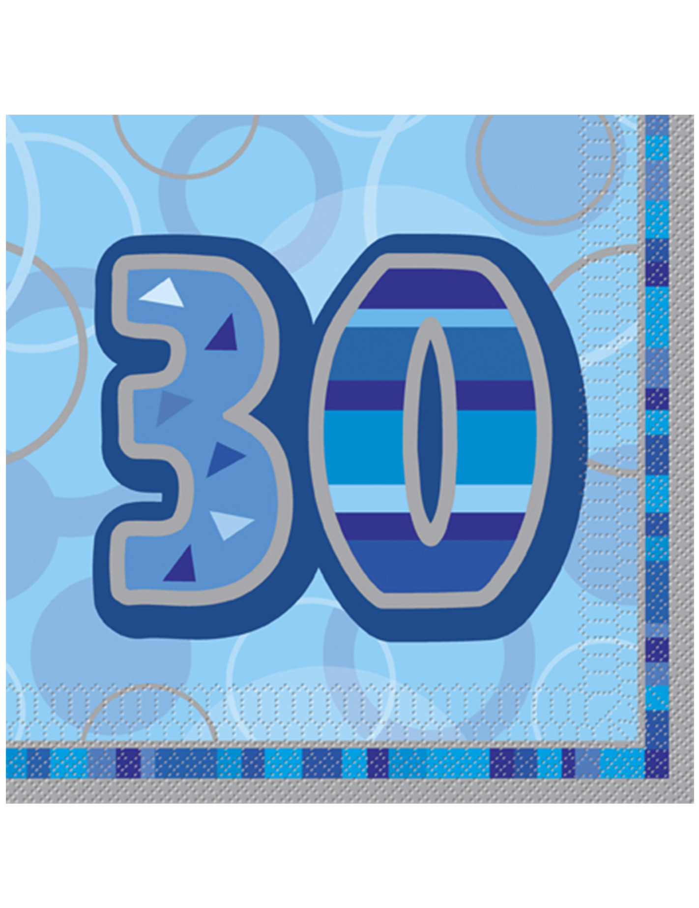 16 Serviettes en papier 30 ans bleues 33 x 33 cm