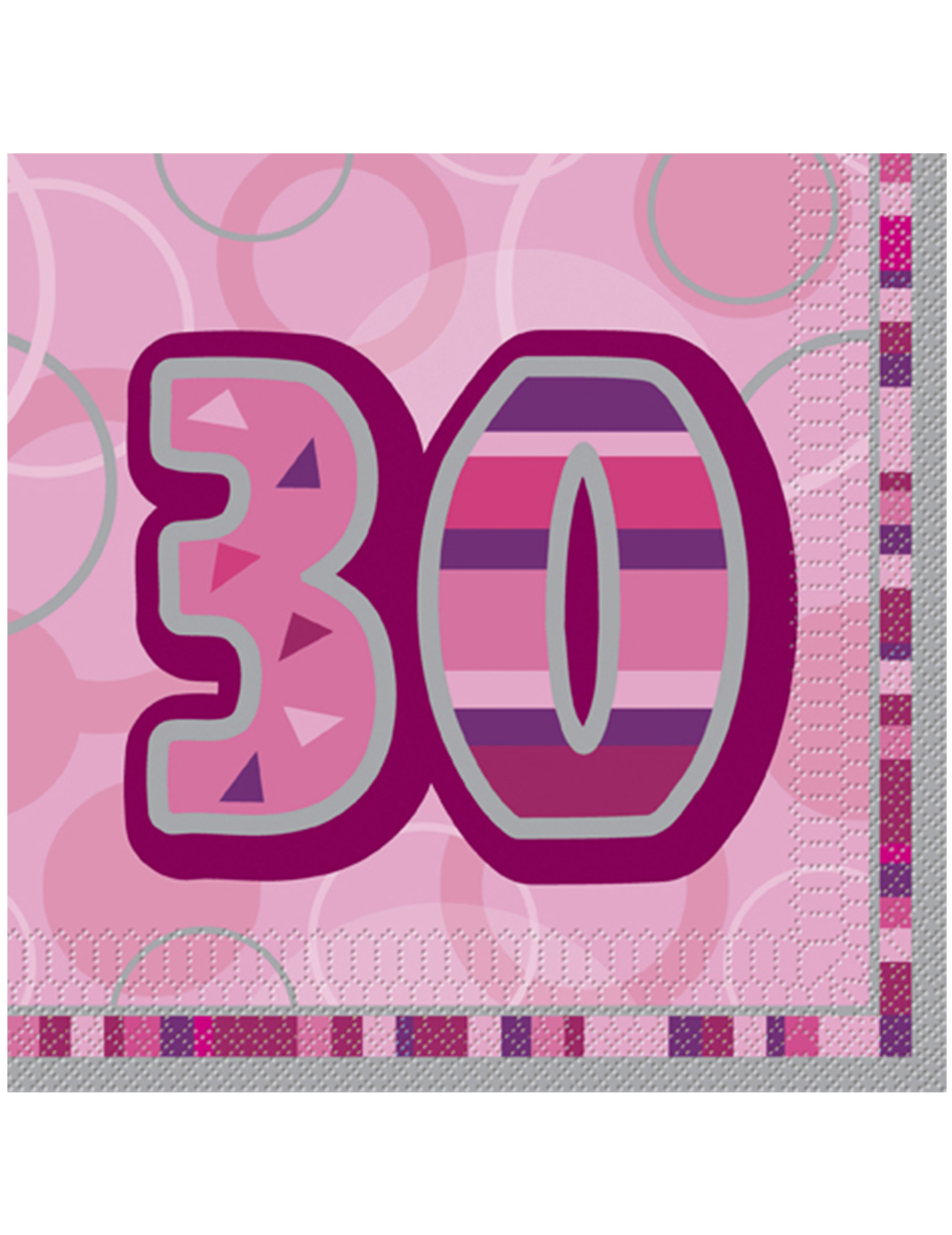16 Serviettes en papier Age 30 ans roses 33 x 33 cm