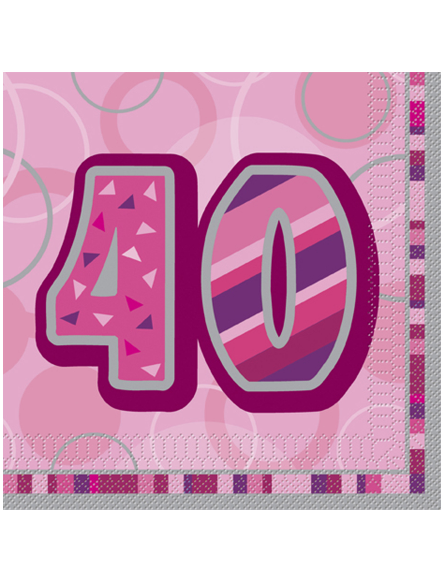 16 Serviettes en papier Age 40 ans roses 33 x 33 cm