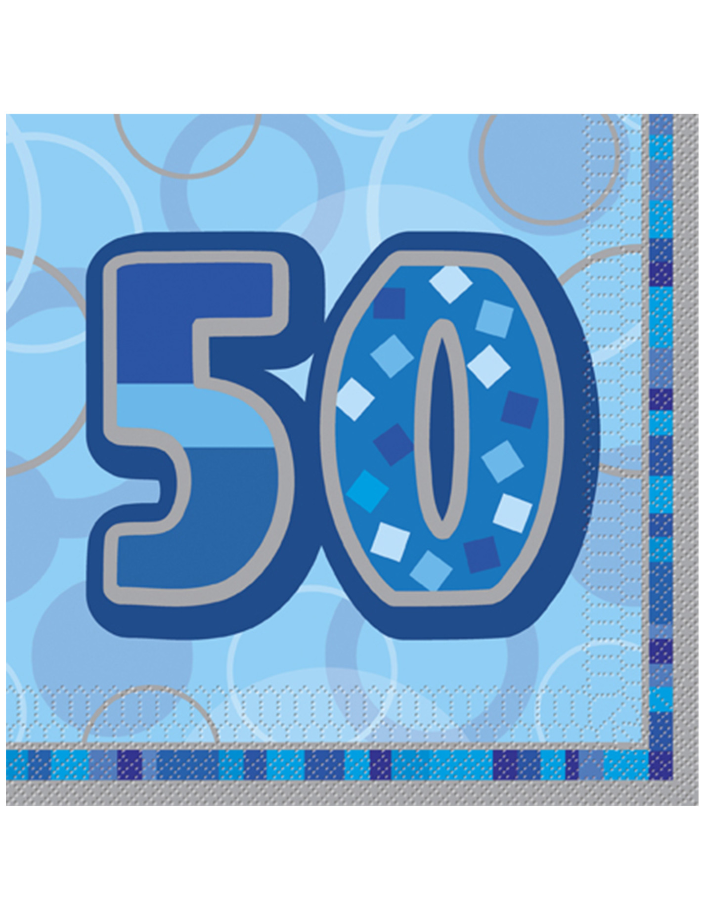 16 Serviettes en papier 50 ans bleues 33 x 33 cm