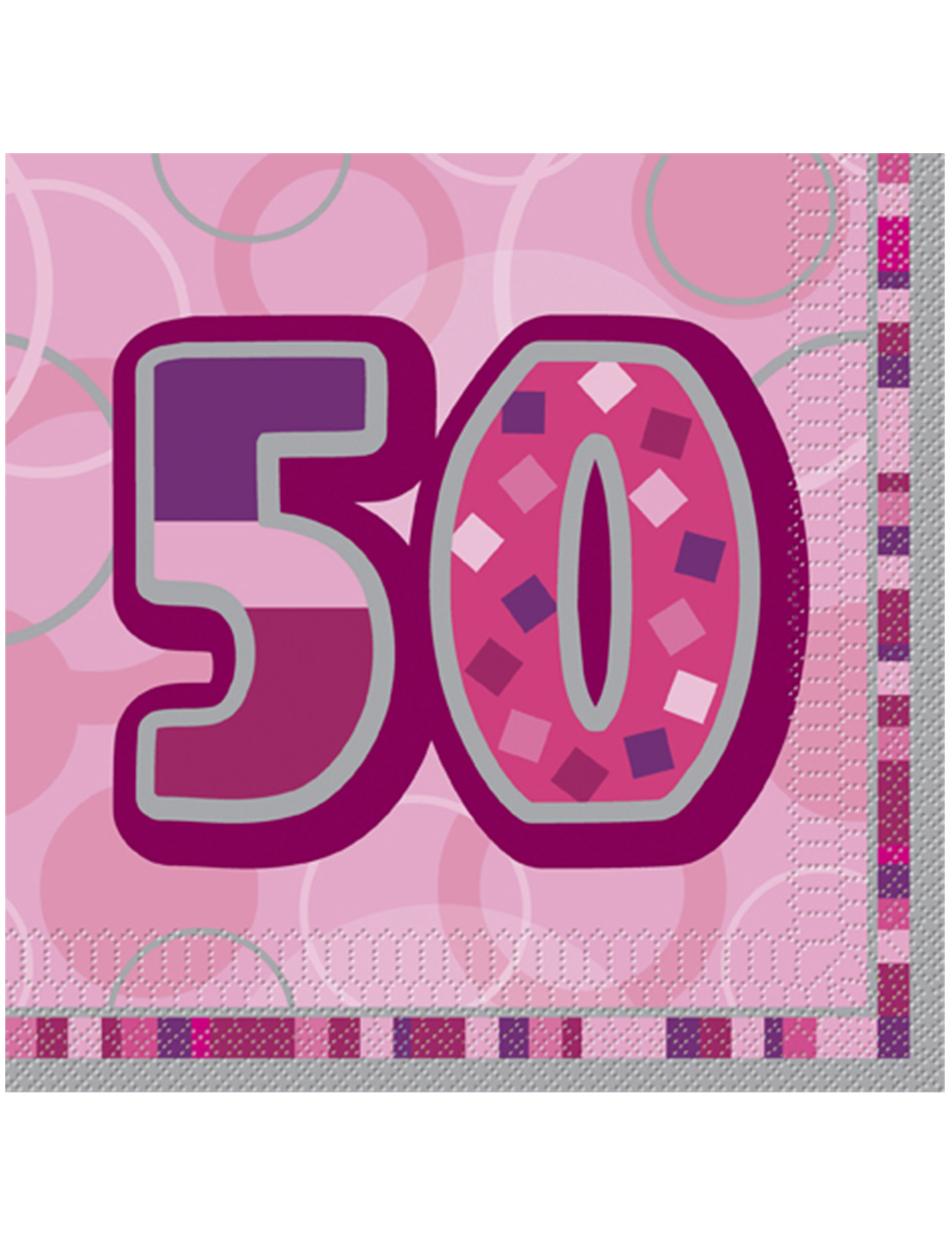 16 Serviettes en papier Age 50 ans roses 33 x 33 cm