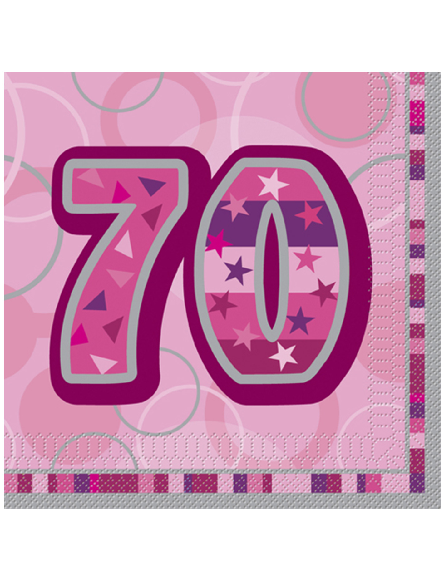 16 Serviettes en papier Age 70 ans roses 33 x 33 cm