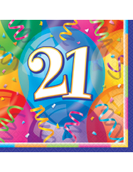 16 Serviettes en papier Joyeux Anniversaire 21 ans 33 x 33 cm