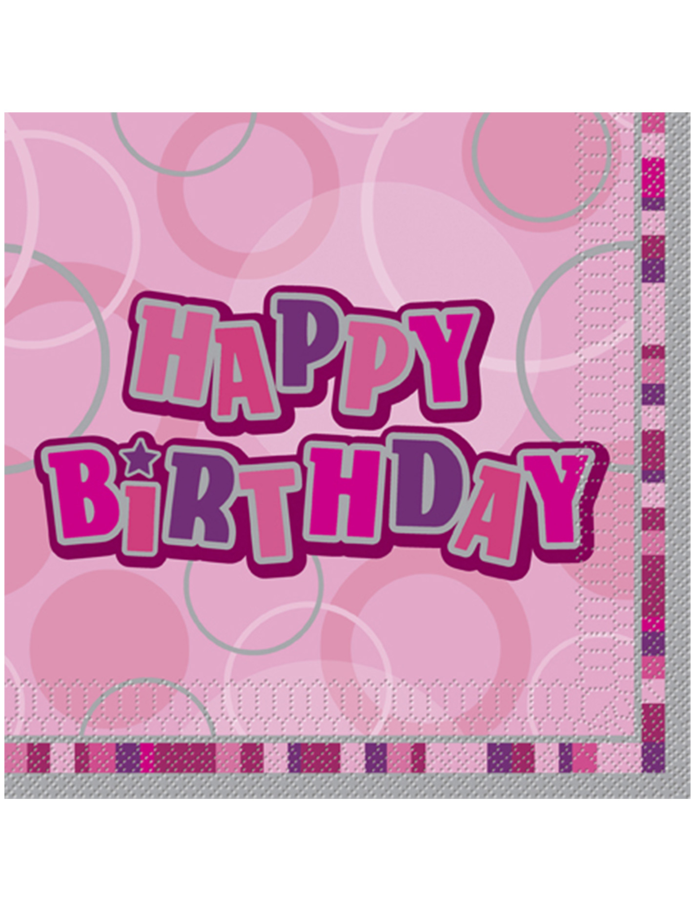 16 Serviettes en papier Happy Birthday roses 33 x 33 cm