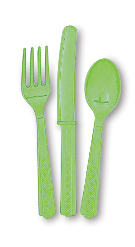 18 Assortiments de couvert en plastique  vert citron