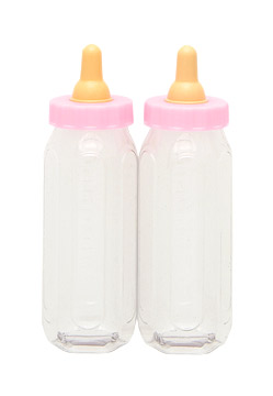 2 biberons en plastique fille 13 x 3 cm roses pour dragées