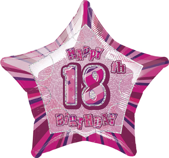 Ballon étoile rose Age 18 ans