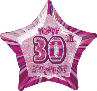 Ballon étoile rose Age 30 ans