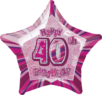 Ballon étoile rose Age 40 ans