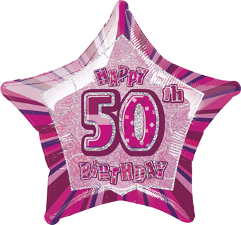 Ballon étoile rose Age 50 ans
