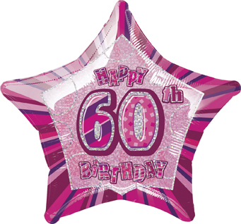 Ballon étoile rose Age 60 ans