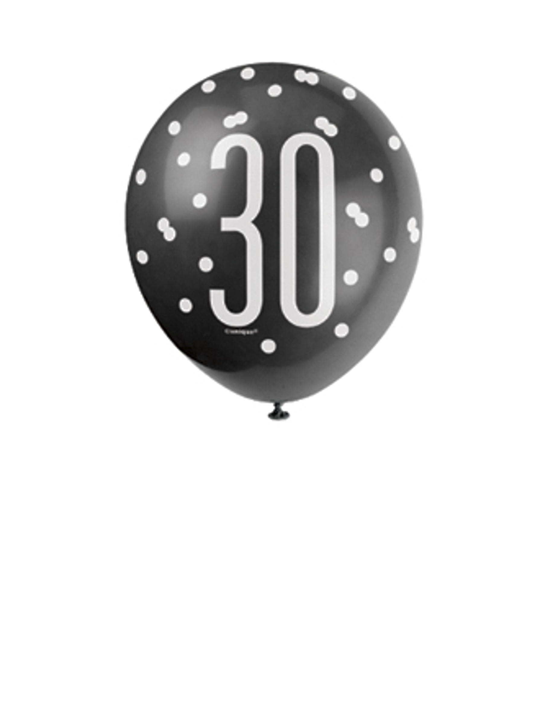 Ballons en latex 30 ans noirs, gris et blancs 30 cm