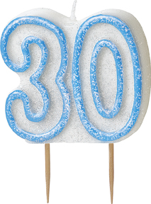 Bougie Age 30 ans bleu