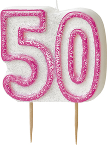 Bougie Age 50 ans rose