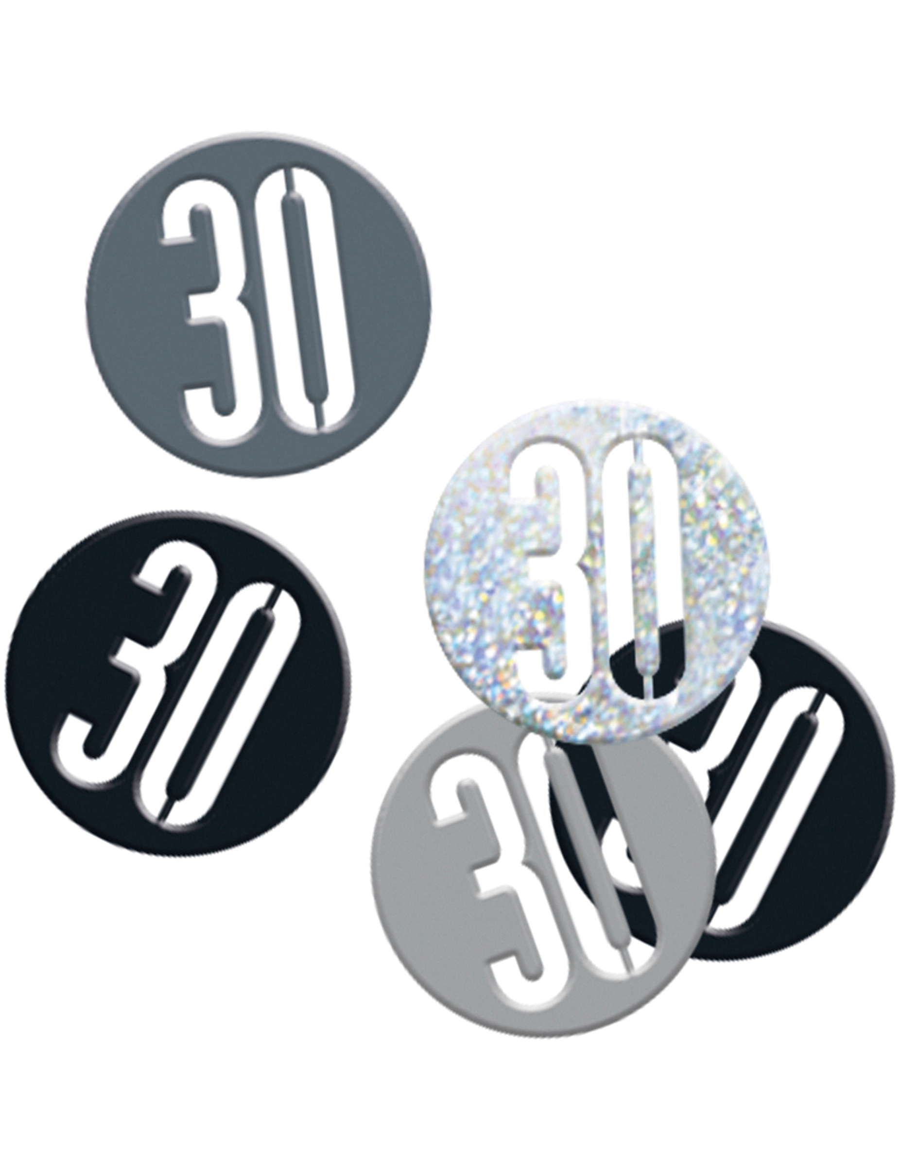 Confettis âge 30 ans gris et noirs 14 g