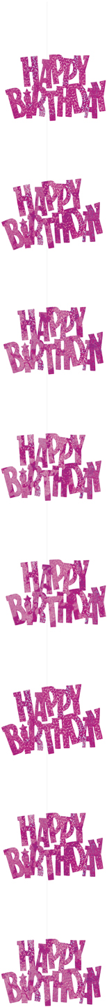 Décoration suspendue Happy Birthday rose
