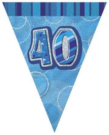 Guirlande Fanions bleue Age 40 ans