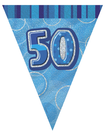 Guirlande Fanions bleue Age 50 ans