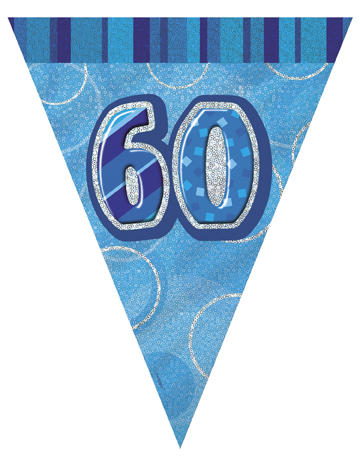 Guirlande Fanions bleue Age 60 ans