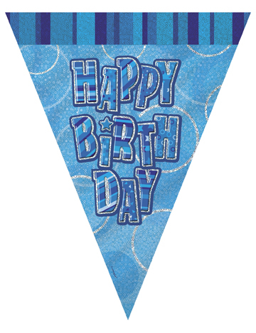 Guirlande Fanions bleue Happy Birthday