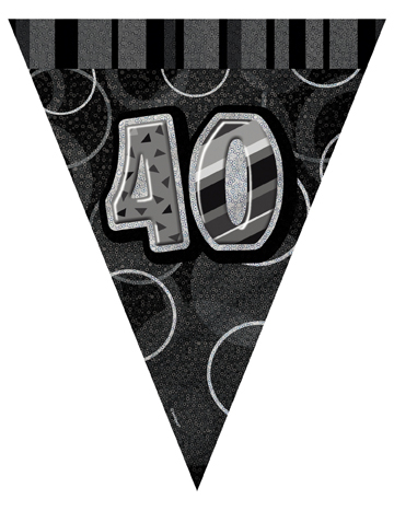 Guirlande Fanions gris Age 40 ans