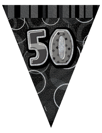 Guirlande Fanions gris Age 50 ans