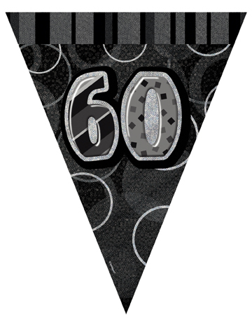 Guirlande Fanions gris Age 60 ans