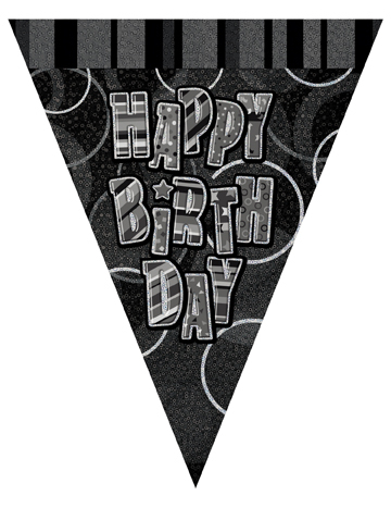 Guirlande Fanions gris Happy Birthday