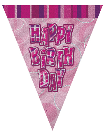 Guirlande Fanions rose Happy Birthday