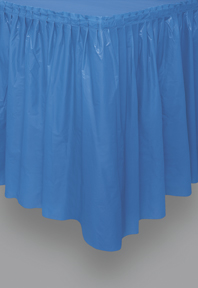 Jupe de table bleue en plastique adhésive 73 x 426 cm