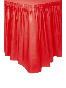 Jupe de table rouge en plastique adhésive 426 cm