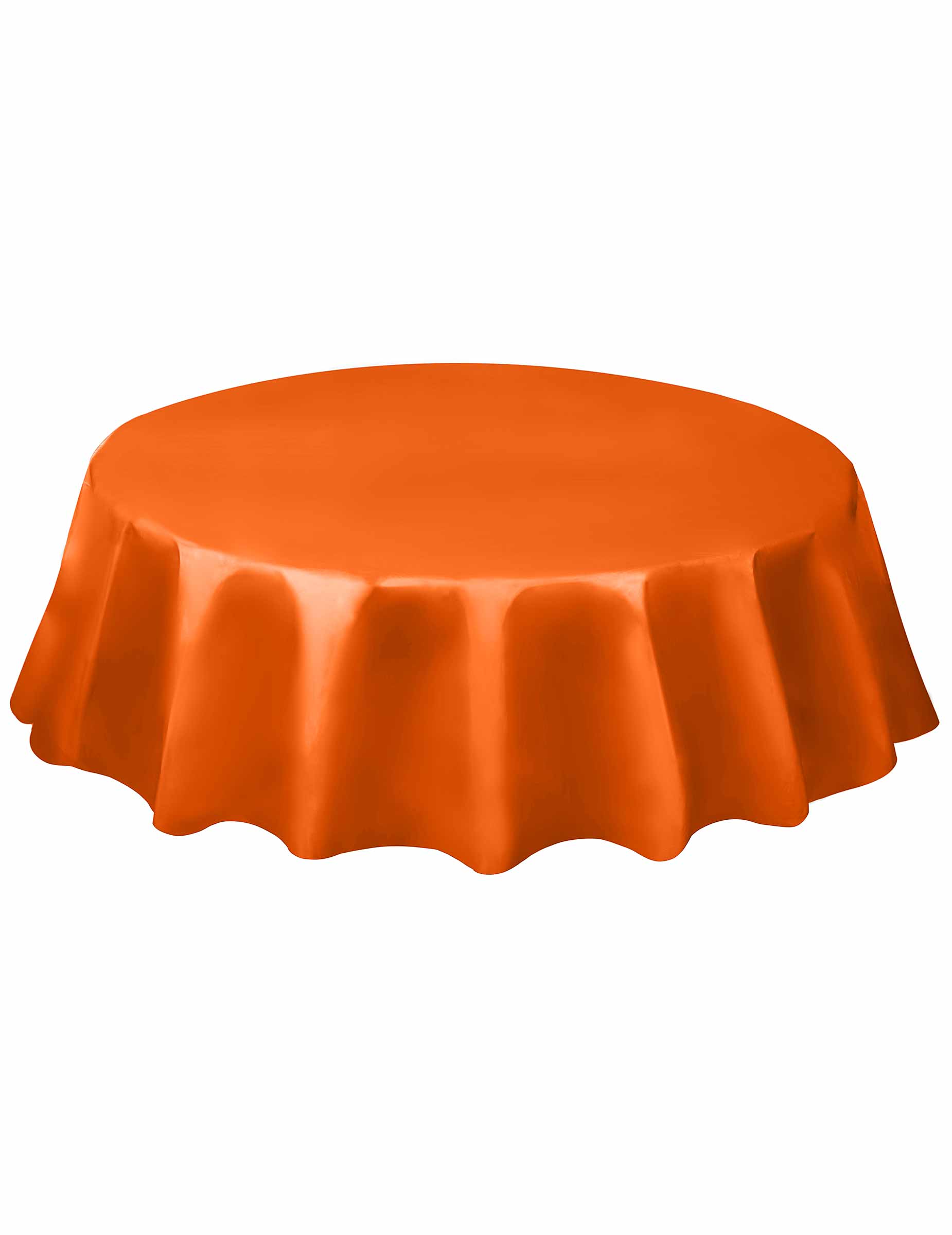 Nappe ronde orange en plastique 213 cm