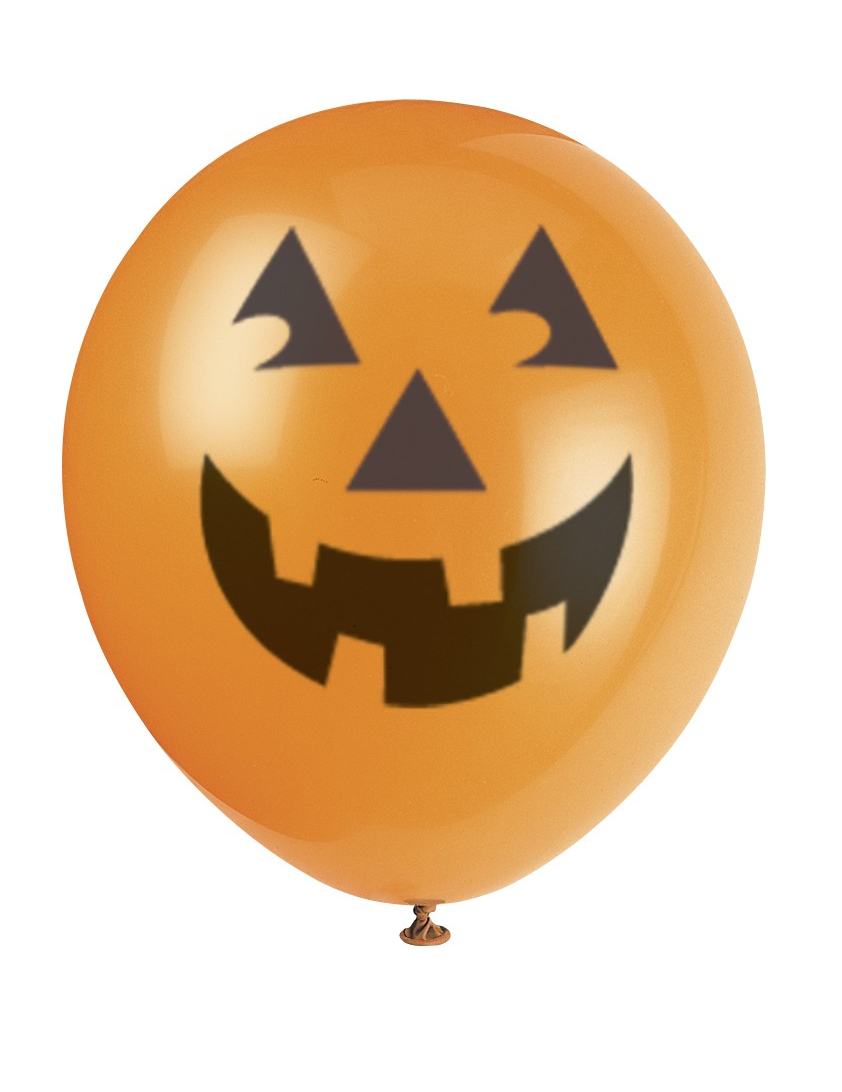 6 Ballons en latex tête de citrouille halloween 30 cm