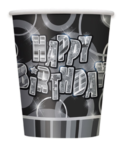 8 Gobelet Happy Birthday gris