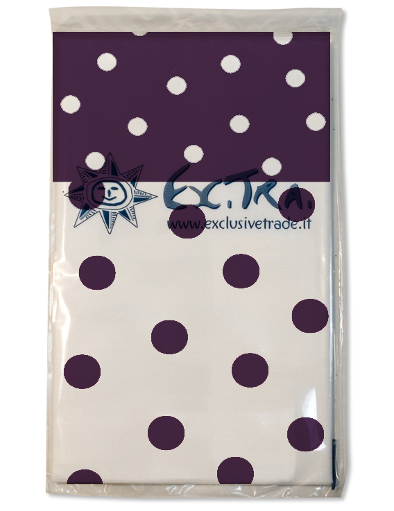 Nappe rectangulaire prune à pois