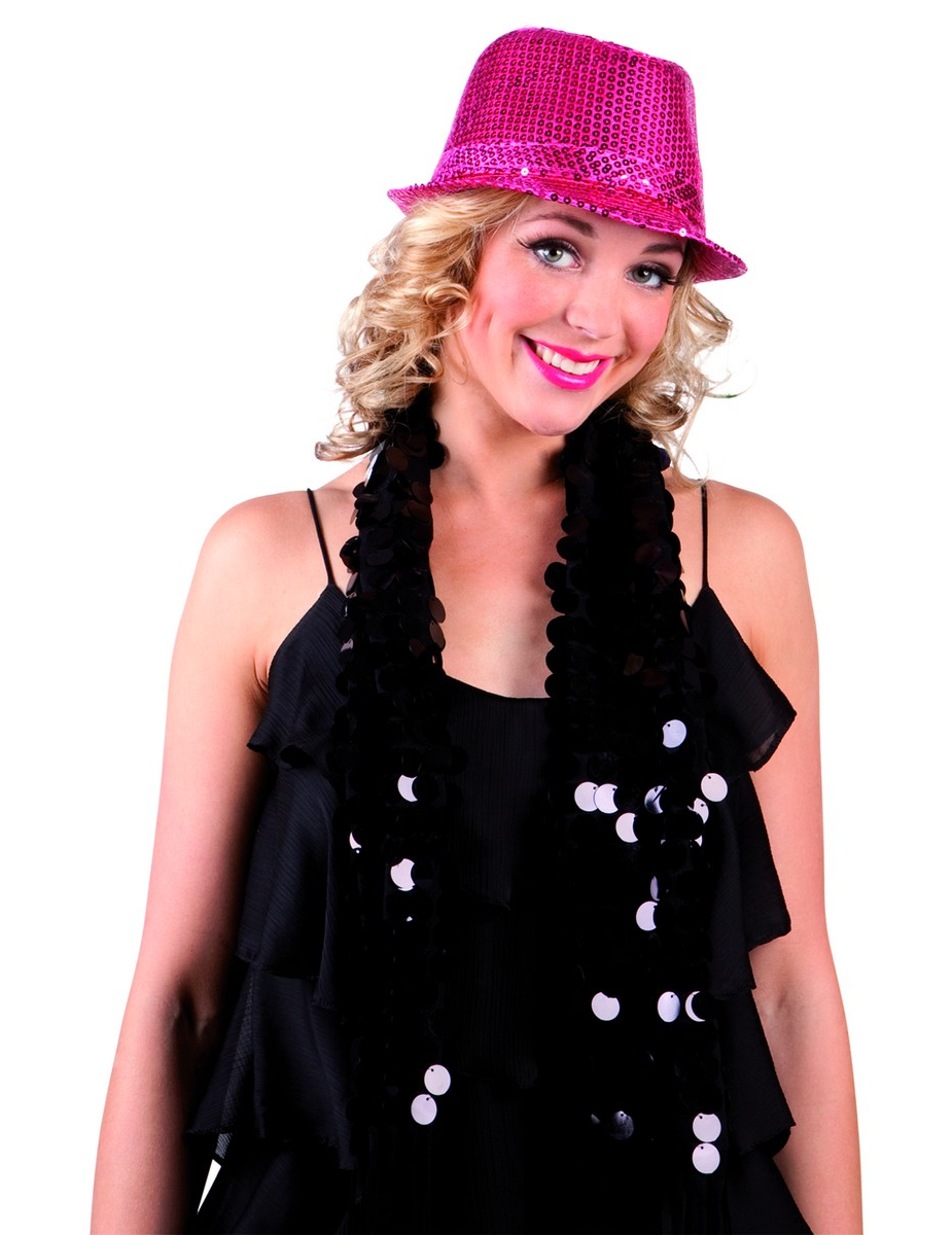 Chapeau à sequins rose adulte