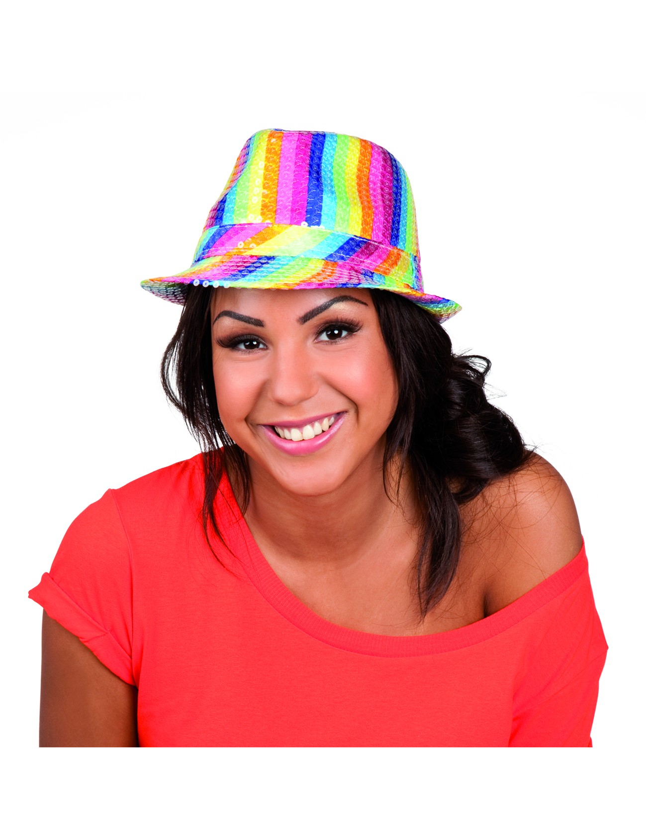 Chapeau borsalino multicolore à sequins adulte