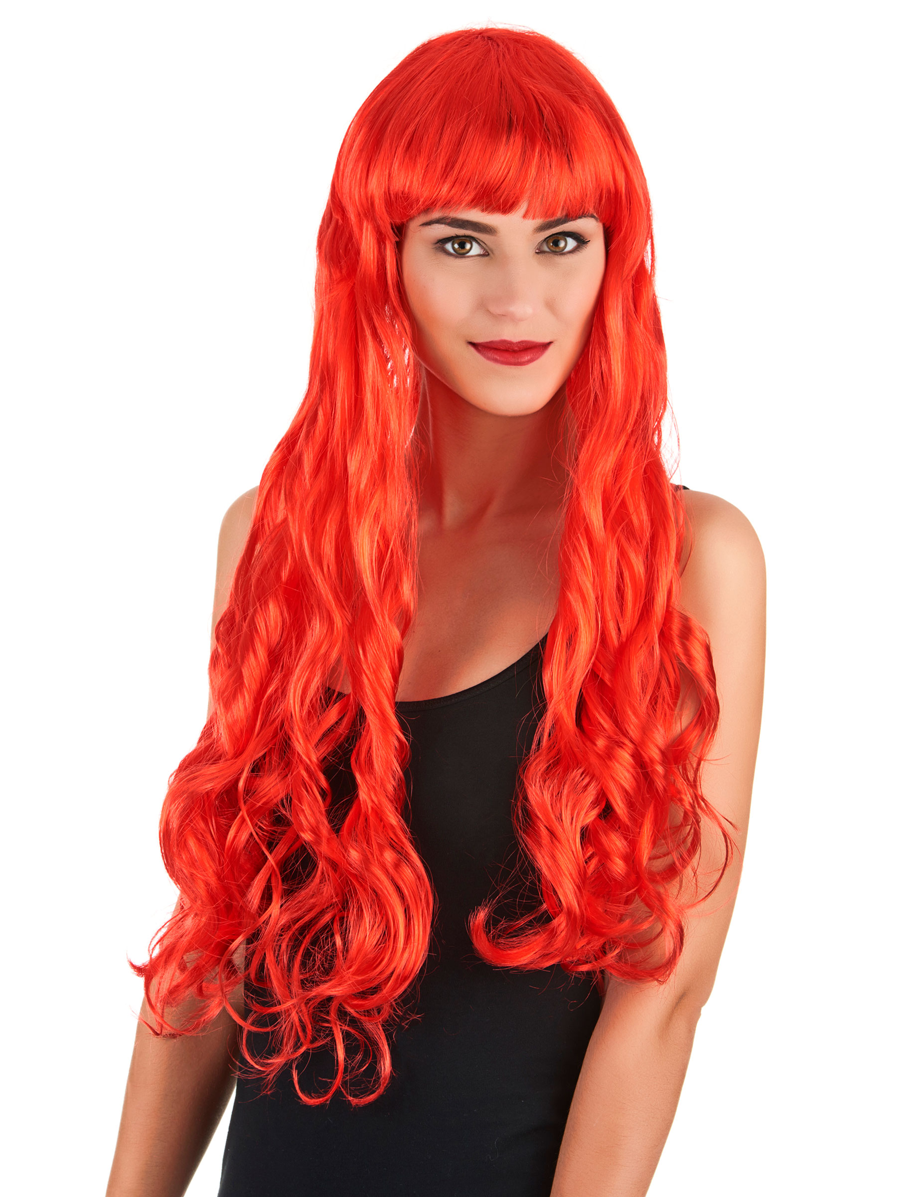 Perruque longue ondulée rouge femme