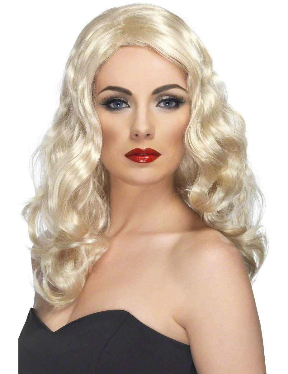 Perruque longue ondulée blonde femme