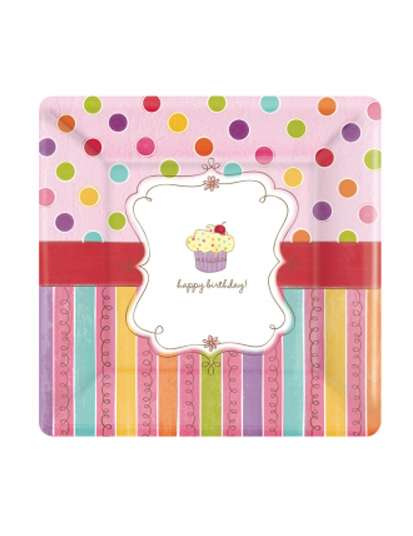 8 assiettes 17,7cm carré Cupcake