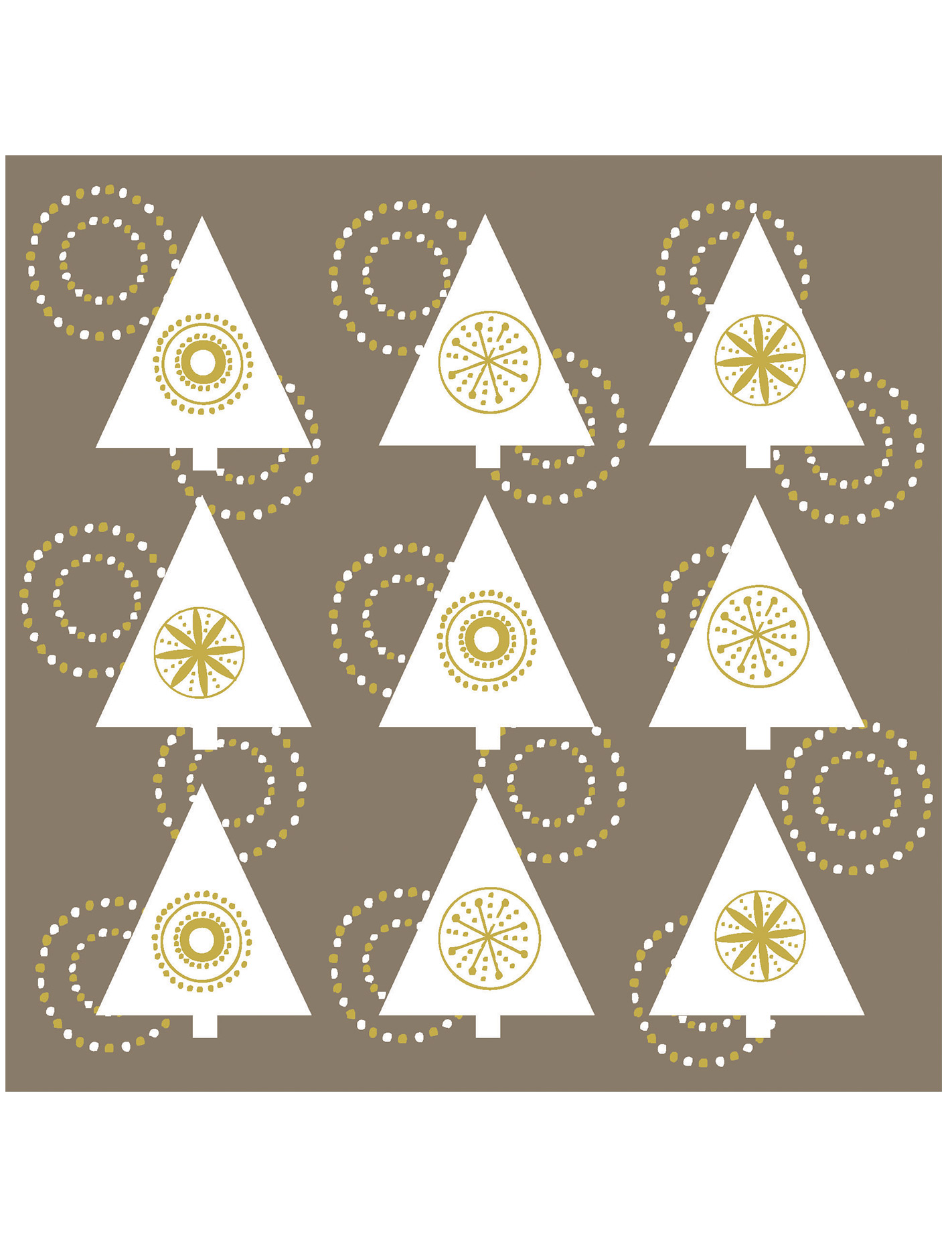 20 Serviettes en papier Sapin brillant taupe or 33 x 33 cm