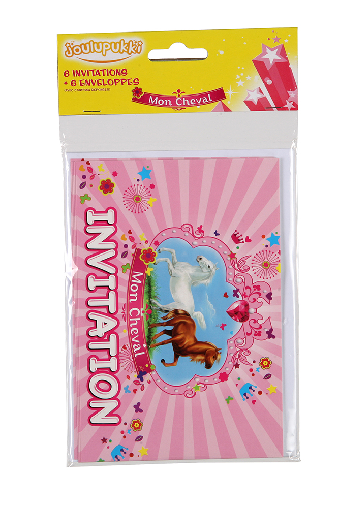 6 cartons d'invitations avec enveloppes mon cheval pour goûter festif
